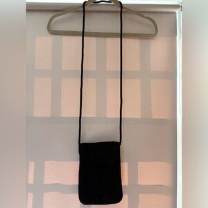 Early 2000s crossbody black embroidered/reversible bag